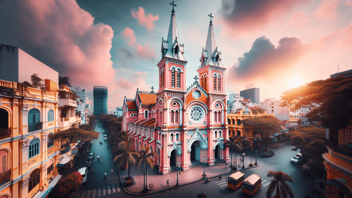 Entdeckung der pinken Kirche Tan Dinh in Ho Chi Minh Stadt – ikonische Kirchenfassade