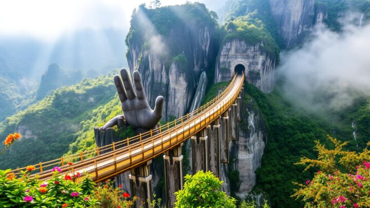 Die Golden Bridge Vietnam mit göttlichen Händen