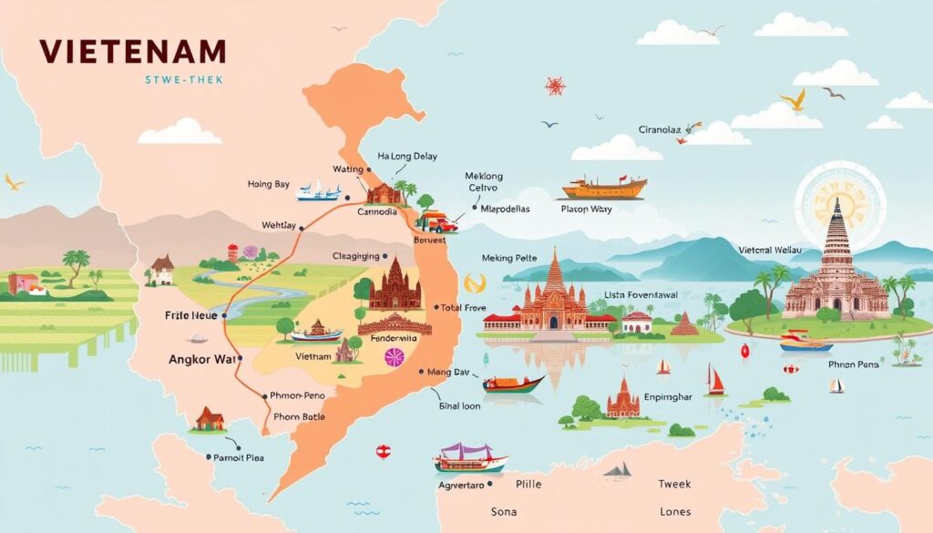 Rundreise Vietnam Kambodscha Reiseroute