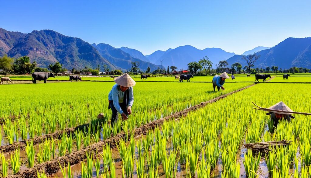 Traditionelle Reisanbau Methoden in Vietnam